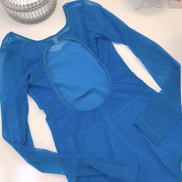 Just Dance Custom Dancewear Blue Mesh Leotard YL Like New! - Picture 4 of 6